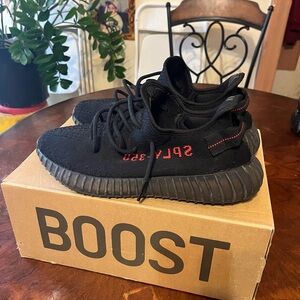 Yeezy Black Red Sneakers with Boost Sole